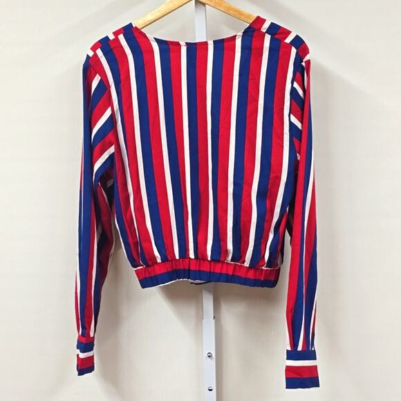 ASOS Red, White, and Blue Striped Wrap Top - Picture 3 of 3